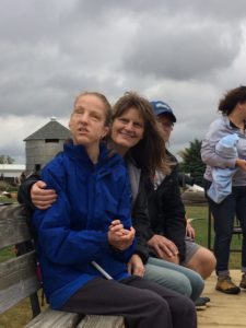 Mother and daughter on the hayride.